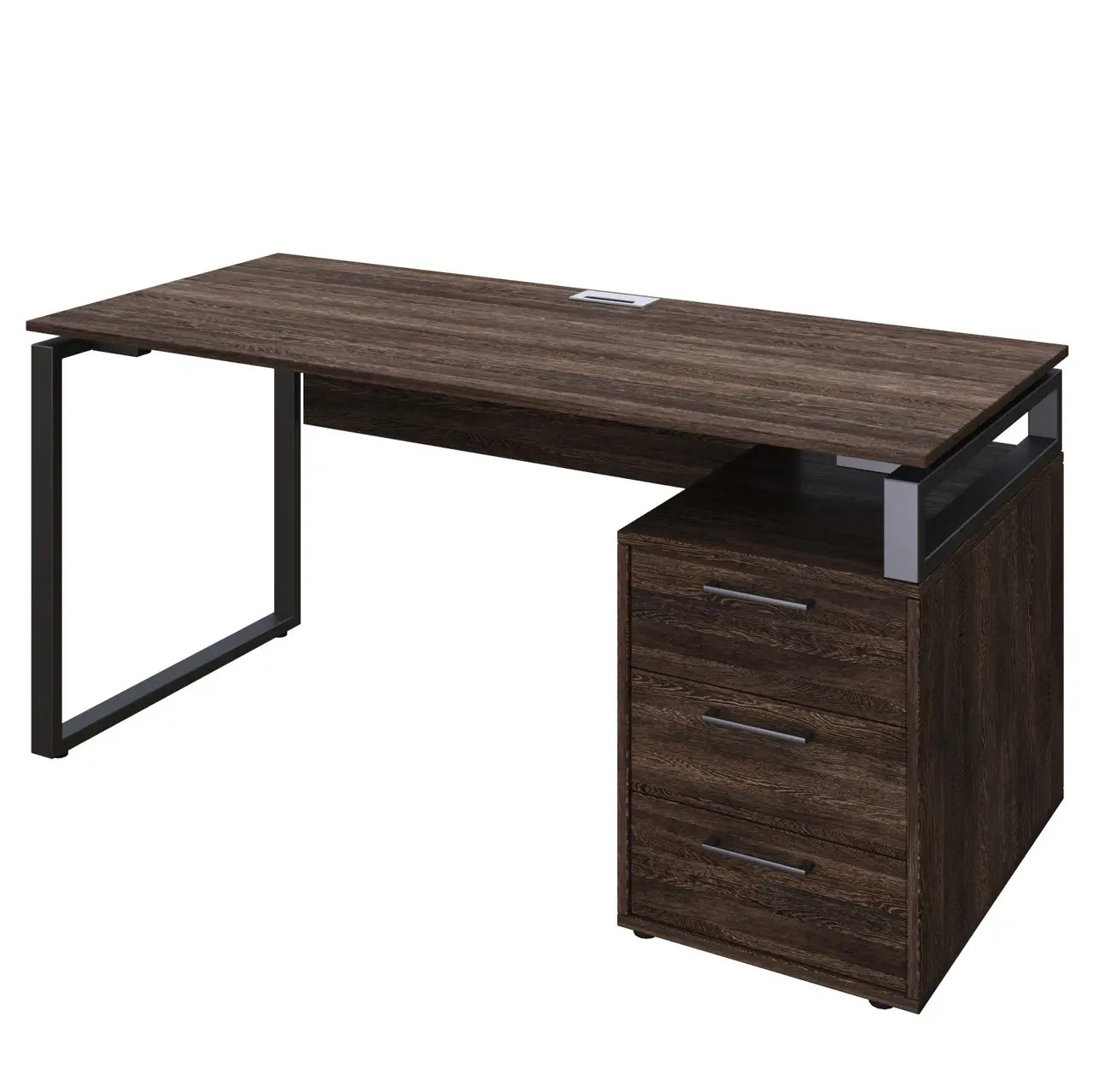 Стіл письмовий, офісний на металокаркасі ВЕСТ ВУД КОМПАНІ 2012 L160b венге вінтаж з царгою, з тумбою, 1600х700х750 мм